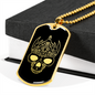 Calavera Mexican Sugar Skull 64 Necklace Stainless Steel or 18k Gold Dog Tag 24" Chain-Express Your Love Gifts