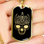 Calavera Mexican Sugar Skull 64 Necklace Stainless Steel or 18k Gold Dog Tag 24" Chain-Express Your Love Gifts