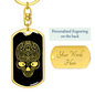 Calavera Mexican Sugar Skull 65 Keychain Stainless Steel or 18k Gold Dog Tag Keyring-Express Your Love Gifts
