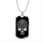 Calavera Mexican Sugar Skull 66 Necklace Stainless Steel or 18k Gold Dog Tag 24" Chain-Express Your Love Gifts