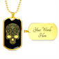 Calavera Mexican Sugar Skull 66 Necklace Stainless Steel or 18k Gold Dog Tag 24" Chain-Express Your Love Gifts