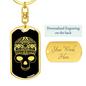 Calavera Mexican Sugar Skull 67 Keychain Stainless Steel or 18k Gold Dog Tag Keyring-Express Your Love Gifts