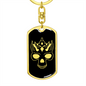 Calavera Mexican Sugar Skull 68 Keychain Stainless Steel or 18k Gold Dog Tag Keyring-Express Your Love Gifts