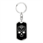 Calavera Mexican Sugar Skull 70 Keychain Stainless Steel or 18k Gold Dog Tag Keyring-Express Your Love Gifts