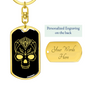 Calavera Mexican Sugar Skull 70 Keychain Stainless Steel or 18k Gold Dog Tag Keyring-Express Your Love Gifts