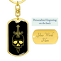 Calavera Mexican Sugar Skull 71 Keychain Stainless Steel or 18k Gold Dog Tag Keyring-Express Your Love Gifts