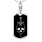 Calavera Mexican Sugar Skull 71 Keychain Stainless Steel or 18k Gold Dog Tag Keyring-Express Your Love Gifts