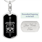Calavera Mexican Sugar Skull 72 Keychain Stainless Steel or 18k Gold Dog Tag Keyring-Express Your Love Gifts