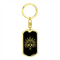 Calavera Mexican Sugar Skull 74 Keychain Stainless Steel or 18k Gold Dog Tag Keyring-Express Your Love Gifts