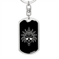Calavera Mexican Sugar Skull 74 Keychain Stainless Steel or 18k Gold Dog Tag Keyring-Express Your Love Gifts