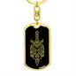 Calavera Mexican Sugar Skull 75 Keychain Stainless Steel or 18k Gold Dog Tag Keyring-Express Your Love Gifts