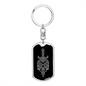 Calavera Mexican Sugar Skull 75 Keychain Stainless Steel or 18k Gold Dog Tag Keyring-Express Your Love Gifts