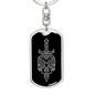 Calavera Mexican Sugar Skull 75 Keychain Stainless Steel or 18k Gold Dog Tag Keyring-Express Your Love Gifts