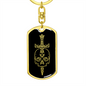 Calavera Mexican Sugar Skull 76 Keychain Stainless Steel or 18k Gold Dog Tag Keyring-Express Your Love Gifts