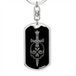 Calavera Mexican Sugar Skull 76 Keychain Stainless Steel or 18k Gold Dog Tag Keyring-Express Your Love Gifts