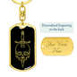 Calavera Mexican Sugar Skull 77 Keychain Stainless Steel or 18k Gold Dog Tag Keyring-Express Your Love Gifts