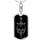 Calavera Mexican Sugar Skull 77 Keychain Stainless Steel or 18k Gold Dog Tag Keyring-Express Your Love Gifts