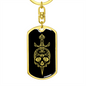 Calavera Mexican Sugar Skull 79 Keychain Stainless Steel or 18k Gold Dog Tag Keyring-Express Your Love Gifts