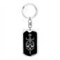 Calavera Mexican Sugar Skull 79 Keychain Stainless Steel or 18k Gold Dog Tag Keyring-Express Your Love Gifts