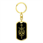 Calavera Mexican Sugar Skull 79 Keychain Stainless Steel or 18k Gold Dog Tag Keyring-Express Your Love Gifts