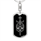Calavera Mexican Sugar Skull 79 Keychain Stainless Steel or 18k Gold Dog Tag Keyring-Express Your Love Gifts