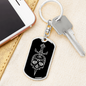 Calavera Mexican Sugar Skull 79 Keychain Stainless Steel or 18k Gold Dog Tag Keyring-Express Your Love Gifts