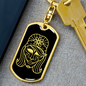 Calavera Mexican Sugar Skull 8 Keychain Stainless Steel or 18k Gold Dog Tag Keyring-Express Your Love Gifts