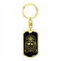 Calavera Mexican Sugar Skull 8 Keychain Stainless Steel or 18k Gold Dog Tag Keyring-Express Your Love Gifts