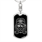 Calavera Mexican Sugar Skull 8 Keychain Stainless Steel or 18k Gold Dog Tag Keyring-Express Your Love Gifts