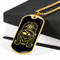 Calavera Mexican Sugar Skull 8 Necklace Stainless Steel or 18k Gold Dog Tag 24" Chain-Express Your Love Gifts