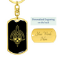Calavera Mexican Sugar Skull 80 Keychain Stainless Steel or 18k Gold Dog Tag Keyring-Express Your Love Gifts