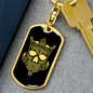 Calavera Mexican Sugar Skull 81 Keychain Stainless Steel or 18k Gold Dog Tag Keyring-Express Your Love Gifts