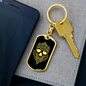 Calavera Mexican Sugar Skull 83 Keychain Stainless Steel or 18k Gold Dog Tag Keyring-Express Your Love Gifts