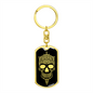 Calavera Mexican Sugar Skull 84 Keychain Stainless Steel or 18k Gold Dog Tag Keyring-Express Your Love Gifts