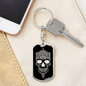 Calavera Mexican Sugar Skull 84 Keychain Stainless Steel or 18k Gold Dog Tag Keyring-Express Your Love Gifts