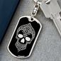 Calavera Mexican Sugar Skull 85 Keychain Stainless Steel or 18k Gold Dog Tag Keyring-Express Your Love Gifts