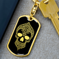 Calavera Mexican Sugar Skull 85 Keychain Stainless Steel or 18k Gold Dog Tag Keyring-Express Your Love Gifts