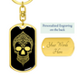 Calavera Mexican Sugar Skull 85 Keychain Stainless Steel or 18k Gold Dog Tag Keyring-Express Your Love Gifts