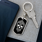 Calavera Mexican Sugar Skull 85 Keychain Stainless Steel or 18k Gold Dog Tag Keyring-Express Your Love Gifts