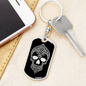Calavera Mexican Sugar Skull 85 Keychain Stainless Steel or 18k Gold Dog Tag Keyring-Express Your Love Gifts
