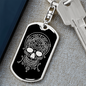 Calavera Mexican Sugar Skull 86 Keychain Stainless Steel or 18k Gold Dog Tag Keyring-Express Your Love Gifts