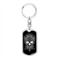 Calavera Mexican Sugar Skull 86 Keychain Stainless Steel or 18k Gold Dog Tag Keyring-Express Your Love Gifts