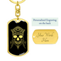 Calavera Mexican Sugar Skull 87 Keychain Stainless Steel or 18k Gold Dog Tag Keyring-Express Your Love Gifts