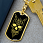 Calavera Mexican Sugar Skull 88 Keychain Stainless Steel or 18k Gold Dog Tag Keyring-Express Your Love Gifts