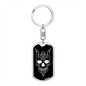 Calavera Mexican Sugar Skull 88 Keychain Stainless Steel or 18k Gold Dog Tag Keyring-Express Your Love Gifts