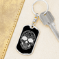Calavera Mexican Sugar Skull 9 Keychain Stainless Steel or 18k Gold Dog Tag Keyring-Express Your Love Gifts