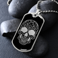 Calavera Mexican Sugar Skull 9 Necklace Stainless Steel or 18k Gold Dog Tag 24" Chain-Express Your Love Gifts