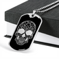 Calavera Mexican Sugar Skull 9 Necklace Stainless Steel or 18k Gold Dog Tag 24" Chain-Express Your Love Gifts