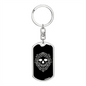 Calavera Mexican Sugar Skull 90 Keychain Stainless Steel or 18k Gold Dog Tag Keyring-Express Your Love Gifts