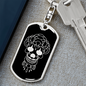 Calavera Mexican Sugar Skull 91 Keychain Stainless Steel or 18k Gold Dog Tag Keyring-Express Your Love Gifts
